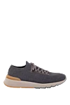 Brunello Cucinelli Men's gray wool sneakers - logo on the heel. 100% wool. Closure: laces. Country of manufacture: Italy. Care: specialized cleaning - photo 1