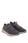 Brunello Cucinelli Men's gray wool sneakers - logo on the heel. 100% wool. Closure: laces. Country of manufacture: Italy. Care: specialized cleaning - photo 3