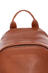 Brunello Cucinelli Рюкзак шкіряний чоловічий коричневий з логотипом - логотип. натуральна шкіра. Ремінь: регульовані лямки. зовнішня кишеня з блискавкою, бічна кишеня з клапаном і кнопками, внутрішня кишеня з застібкою на блискавку, внутрішня кишеня для документів. Розміри: 31см, 43см, 18см. застібка на блискавку. Країна виробник: Італія. Догляд: спеціалізоване чищення - фото 5