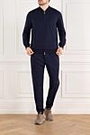 Men's blue tracksuit with pinstripes Brunello Cucinelli - pinstripe pattern. 87% cotton, 8% cashmere, 5% silk. Closure: zipper. Country of manufacture: Italy. Care: specialized cleaning - photo 2