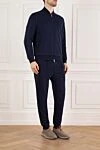 Brunello Cucinelli Men's blue tracksuit with pinstripes - pinstripe pattern. 87% cotton, 8% cashmere, 5% silk. Closure: zipper. Country of manufacture: Italy. Care: specialized cleaning - photo 3