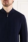 Brunello Cucinelli Men's blue tracksuit with pinstripes - pinstripe pattern. 87% cotton, 8% cashmere, 5% silk. Closure: zipper. Country of manufacture: Italy. Care: specialized cleaning - photo 5