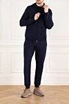 Men's blue striped walking suit with hood Brunello Cucinelli - stripe pattern. hood. 87% cotton, 8% cashmere, 5% silk. Closure: zipper. Country of manufacture: Italy. Care: specialized cleaning - photo 2