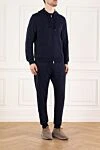 Brunello Cucinelli Men's blue striped walking suit with hood - stripe pattern. hood. 87% cotton, 8% cashmere, 5% silk. Closure: zipper. Country of manufacture: Italy. Care: specialized cleaning - photo 3
