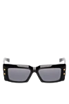 Balmain Rectangular sunglasses made of acetate and titanium black - gold titanium details, engraved logo . 100% acetate. gray. Country of manufacture: Italy. Care: specialized cleaning - photo 1