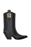 Balmain Women's black rubber ankle boots with logo - brand logo. 100% genuine leather. Country of manufacture: Italy. Care: specialized cleaning - photo 1