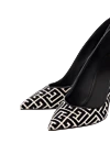 High-heeled shoes with a black logo Balmain - brand logo pattern. 84% cotton, 16% polyester. Country of manufacture: Italy. Care: specialized cleaning - photo 4