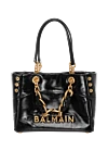 Balmain Small soft bag in embossed calfskin with PB Labyrinth monogram - metal logo, gold fittings. 100% calfskin. Size: 28 x 21 x 9.8 cm.. Internal zip pocket. magnetic clasp. Country of manufacture: Italy. Care: specialized cleaning - photo 1