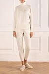 Soft sports suit with a high collar white women's Brunello Cucinelli - Decor embroidery brand logo. 60% wool, 30% cashmere, 10% silk. Country of manufacture: Italy. Care: specialized cleaning - photo 2