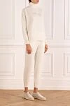 Brunello Cucinelli Soft sports suit with a high collar white women's - Decor embroidery brand logo. 60% wool, 30% cashmere, 10% silk. Country of manufacture: Italy. Care: specialized cleaning - photo 3
