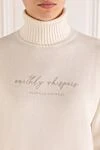 Brunello Cucinelli Soft sports suit with a high collar white women's - Decor embroidery brand logo. 60% wool, 30% cashmere, 10% silk. Country of manufacture: Italy. Care: specialized cleaning - photo 5