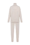 Brunello Cucinelli Warm sports suit with a high collar, beige, for women - Decor embroidery brand logo. 60% wool, 30% cashmere, 10% silk. Country of manufacture: Italy. Care: specialized cleaning - photo 1