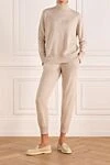Warm sports suit with a high collar, beige, for women Brunello Cucinelli - Decor embroidery brand logo. 60% wool, 30% cashmere, 10% silk. Country of manufacture: Italy. Care: specialized cleaning - photo 2