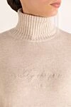 Brunello Cucinelli Warm sports suit with a high collar, beige, for women - Decor embroidery brand logo. 60% wool, 30% cashmere, 10% silk. Country of manufacture: Italy. Care: specialized cleaning - photo 5