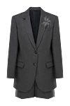 Brunello Cucinelli Костюм із шортами сірий вовняний жіночий - 100% шерсть. гудзики. дві бічні кишені, одна нагрудна кишеня. Країна виробник: Італія. Догляд: спеціалізоване чищення - фото 1