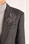 Brunello Cucinelli Костюм із шортами сірий вовняний жіночий - 100% шерсть. гудзики. дві бічні кишені, одна нагрудна кишеня. Країна виробник: Італія. Догляд: спеціалізоване чищення - фото 5
