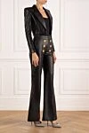 Balmain Костюм зі штанами жіночий шкіряний чорний - фірмові гудзики. 100% натуральна шкіра. блискавка. дві бічні кишені, одна нагрудна кишеня. Країна виробник: Італія. Догляд: спеціалізоване чищення - фото 3