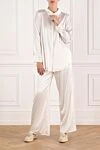 Lightweight silk suit with trousers for women white Max&Moi - 95% silk, 5% elastane. Closure: buttons. Country of manufacture: Italy. Care: specialized cleaning - photo 2