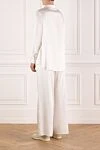 Lightweight silk suit with trousers for women white Max&Moi - 95% silk, 5% elastane. Closure: buttons. Country of manufacture: Italy. Care: specialized cleaning - photo 4