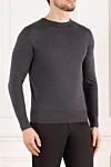 Casheart Men's gray wool jumper - 100% wool. Country of manufacture: Italy. Care: specialized cleaning - photo 3