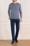 Blue men's jumper made of wool Casheart - 100% wool. Country of manufacture: Italy. Care: specialized cleaning - photo 2