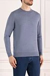 Casheart Blue men's jumper made of wool - 100% wool. Country of manufacture: Italy. Care: specialized cleaning - photo 3