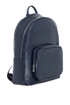 Doucal`s Backpack made of genuine leather with a logo for men blue - brand logo. 100% genuine leather. Belt: leather straps. one front, one inner with zipper. Closure: zippers. Country of manufacture: Italy. Care: specialized cleaning - photo 3