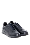 Men's blue leather sneakers Doucal`s - textured leather. 100% genuine leather. Closure: laces. Country of manufacture: Italy. Care: specialized cleaning - photo 4