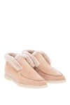 Women's beige suede loafers with fur Fleur de Paris - fur edging. 100% suede, natural fur insulation. Country of manufacture: Italy. Care: specialized cleaning - photo 4