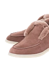 Fleur de Paris Women's brown suede loafers with fur - fur edging. 100% suede, natural fur insulation. Country of manufacture: Italy. Care: specialized cleaning - photo 5