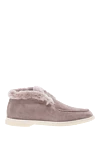 Fleur de Paris Women's gray suede loafers with fur - fur edging. 100% suede, natural fur insulation. Country of manufacture: Italy. Care: specialized cleaning - photo 1