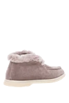 Fleur de Paris Women's gray suede loafers with fur - fur edging. 100% suede, natural fur insulation. Country of manufacture: Italy. Care: specialized cleaning - photo 3