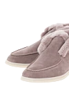 Fleur de Paris Women's gray suede loafers with fur - fur edging. 100% suede, natural fur insulation. Country of manufacture: Italy. Care: specialized cleaning - photo 5