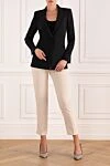 Jacket for women black Fleur de Paris - 95% polyester, 5% elastane. Closure: button. two side pockets. Country of manufacture: Italy. Care: specialized cleaning - photo 2