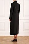 Women's long black coat Fleur de Paris - 52% acrylic, 42% polyester, 6% wool. Closure: buttons. two side pockets. Country of manufacture: Italy. Care: specialized cleaning - photo 4