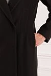 Women's long black coat Fleur de Paris - 52% acrylic, 42% polyester, 6% wool. Closure: buttons. two side pockets. Country of manufacture: Italy. Care: specialized cleaning - photo 6