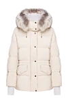 Moorer Women's Rubina down jacket white with fur trim - fur collar. adjustable hood. 100% polyamide. Closure: zipper, buttons. two pockets . Insulation: down filling. Country of manufacture: Italy. Care: specialized cleaning - photo 1