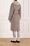 Women's double-breasted gray coat with belt Fleur de Paris - 90% wool, 10% nylon. belt. Closure: buttons. two side pockets. Country of manufacture: Italy. Care: specialized cleaning - photo 4