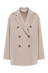 Fleur de Paris Women's double-breasted beige coat with a loose fit - 100% wool. Closure: buttons. Country of manufacture: Italy. Care: specialized cleaning - photo 1