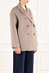 Fleur de Paris Women's double-breasted beige coat with a loose fit - 100% wool. Closure: buttons. Country of manufacture: Italy. Care: specialized cleaning - photo 3