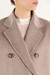 Fleur de Paris Women's double-breasted beige coat with a loose fit - 100% wool. Closure: buttons. Country of manufacture: Italy. Care: specialized cleaning - photo 5