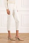 Fleur de Paris Women's capris white - 4% spandex, 11% viscose, 85% polyester. Closure: button, zipper. two front pockets, two back pockets. Country of manufacture: Italy. Care: specialized cleaning - photo 3