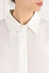 Fleur de Paris Women's white cotton shirt - 100% cotton. Closure: buttons. one chest pocket. Country of manufacture: Italy. Care: specialized cleaning - photo 5