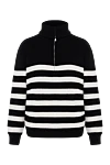 Fleur de Paris Women's black striped wool jumper - stripe pattern. 100% wool. Closure: zipper. Country of manufacture: Italy. Care: specialized cleaning - photo 1