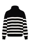 Women's black striped wool jumper Fleur de Paris - stripe pattern. 100% wool. Closure: zipper. Country of manufacture: Italy. Care: specialized cleaning - photo 6