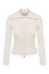 Fleur de Paris White women's cashmere cardigan with zipper - 100% cashmere. Closure: zipper. Country of manufacture: Italy. Care: specialized cleaning - photo 1