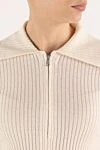 Fleur de Paris White women's cashmere cardigan with zipper - 100% cashmere. Closure: zipper. Country of manufacture: Italy. Care: specialized cleaning - photo 5