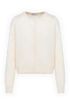 Fleur de Paris White cardigan for women made of cashmere - 100% cashmere. Closure: buttons. Country of manufacture: Italy. Care: specialized cleaning - photo 1