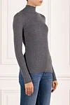 Fleur de Paris Gray women's cashmere jumper - 96% cashmere, 4% viscose. Country of manufacture: Italy. Care: specialized cleaning - photo 3