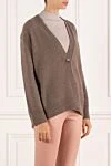 Fleur de Paris Brown cashmere cardigan for women - 100% cashmere. Closure: buttons. Country of manufacture: Italy. Care: specialized cleaning - photo 3